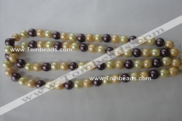 CSB1072 15.5 inches 10mm round mixed color shell pearl beads