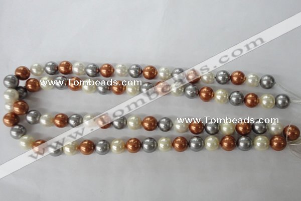 CSB1073 15.5 inches 10mm round mixed color shell pearl beads