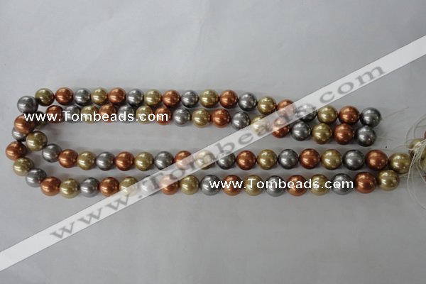 CSB1074 15.5 inches 10mm round mixed color shell pearl beads