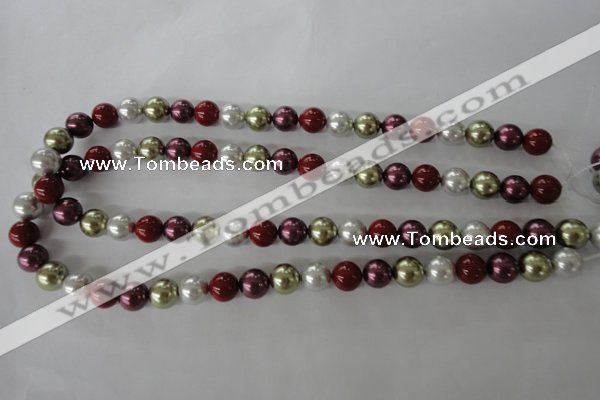 CSB1075 15.5 inches 10mm round mixed color shell pearl beads