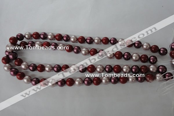 CSB1076 15.5 inches 10mm round mixed color shell pearl beads