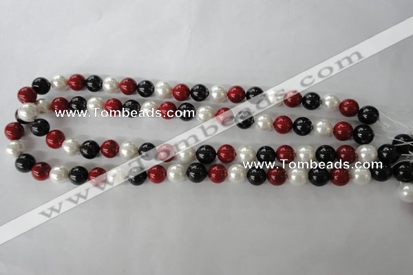 CSB1077 15.5 inches 10mm round mixed color shell pearl beads