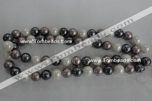 CSB1082 15.5 inches 12mm round mixed color shell pearl beads