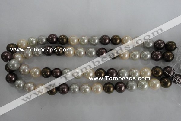 CSB1083 15.5 inches 12mm round mixed color shell pearl beads