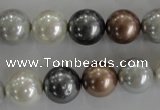 CSB1084 15.5 inches 12mm round mixed color shell pearl beads