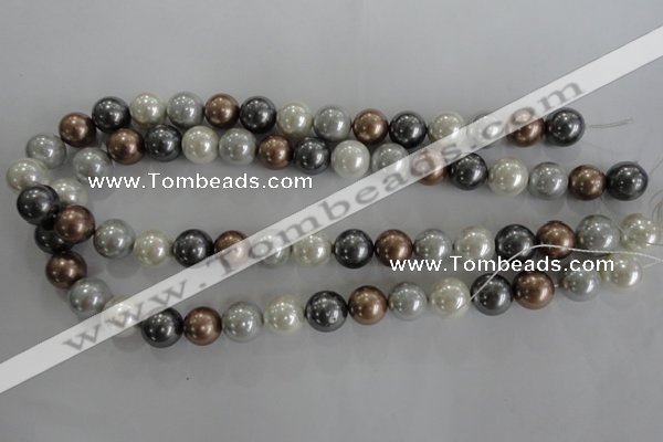 CSB1084 15.5 inches 12mm round mixed color shell pearl beads