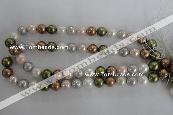 CSB1085 15.5 inches 12mm round mixed color shell pearl beads