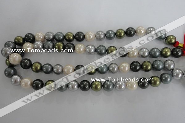 CSB1086 15.5 inches 12mm round mixed color shell pearl beads