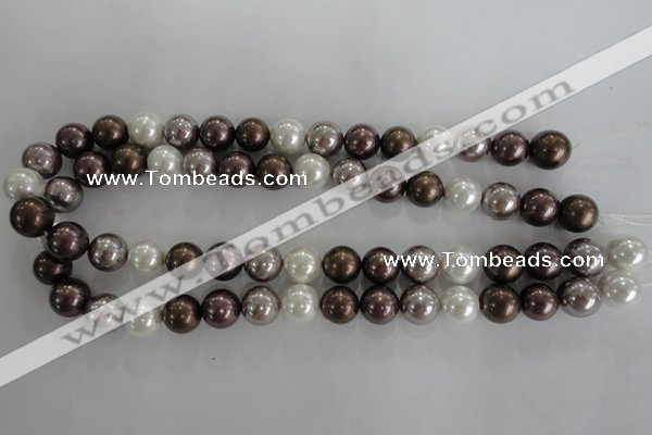 CSB1087 15.5 inches 12mm round mixed color shell pearl beads