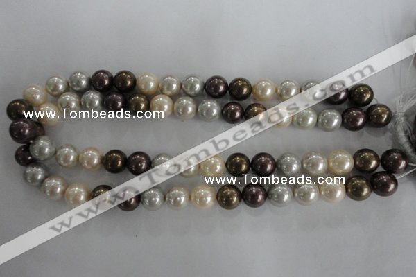 CSB1088 15.5 inches 12mm round mixed color shell pearl beads