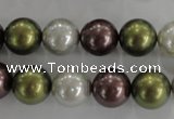 CSB1089 15.5 inches 12mm round mixed color shell pearl beads