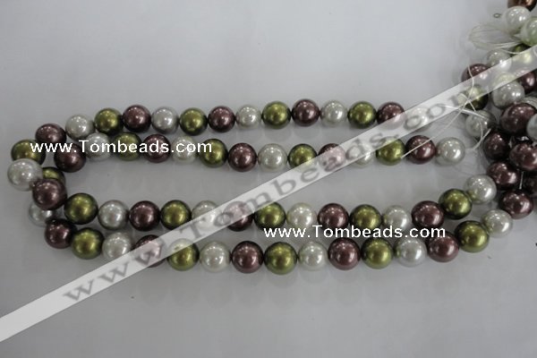 CSB1089 15.5 inches 12mm round mixed color shell pearl beads