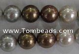 CSB1091 15.5 inches 12mm round mixed color shell pearl beads