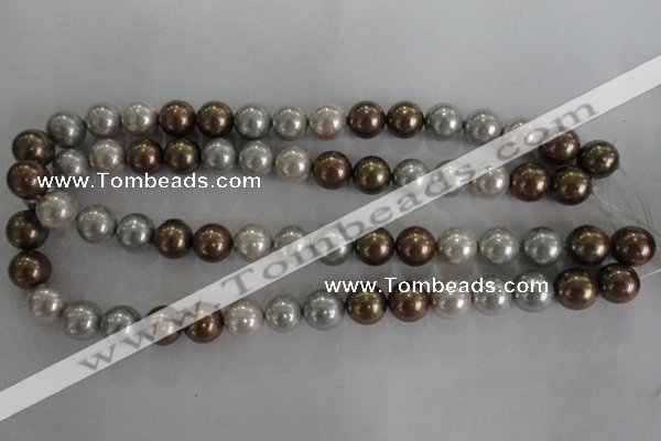 CSB1091 15.5 inches 12mm round mixed color shell pearl beads