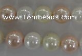 CSB1092 15.5 inches 12mm round mixed color shell pearl beads