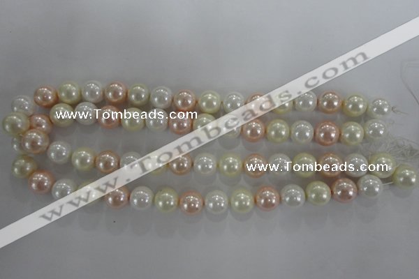 CSB1092 15.5 inches 12mm round mixed color shell pearl beads