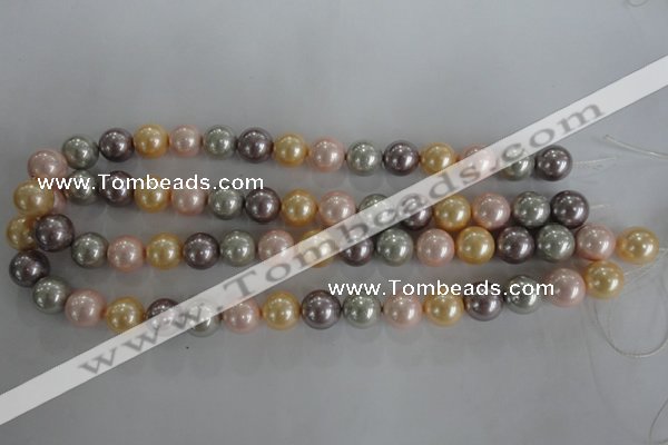 CSB1093 15.5 inches 12mm round mixed color shell pearl beads