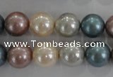 CSB1094 15.5 inches 12mm round mixed color shell pearl beads