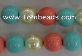 CSB1097 15.5 inches 12mm round mixed color shell pearl beads