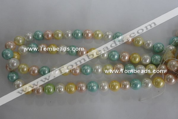 CSB1098 15.5 inches 12mm round mixed color shell pearl beads