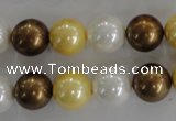 CSB1099 15.5 inches 12mm round mixed color shell pearl beads