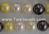 CSB1101 15.5 inches 12mm round mixed color shell pearl beads