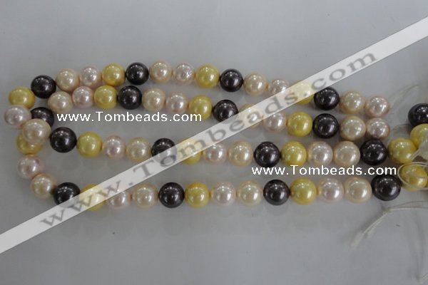 CSB1101 15.5 inches 12mm round mixed color shell pearl beads