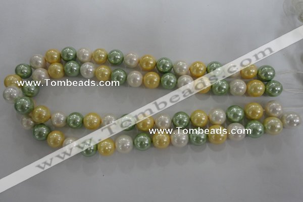 CSB1102 15.5 inches 12mm round mixed color shell pearl beads