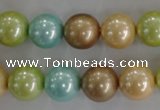 CSB1103 15.5 inches 12mm round mixed color shell pearl beads