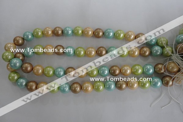 CSB1103 15.5 inches 12mm round mixed color shell pearl beads