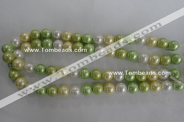 CSB1104 15.5 inches 12mm round mixed color shell pearl beads