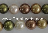 CSB1108 15.5 inches 12mm round mixed color shell pearl beads