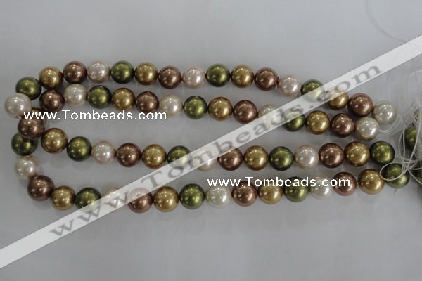 CSB1108 15.5 inches 12mm round mixed color shell pearl beads