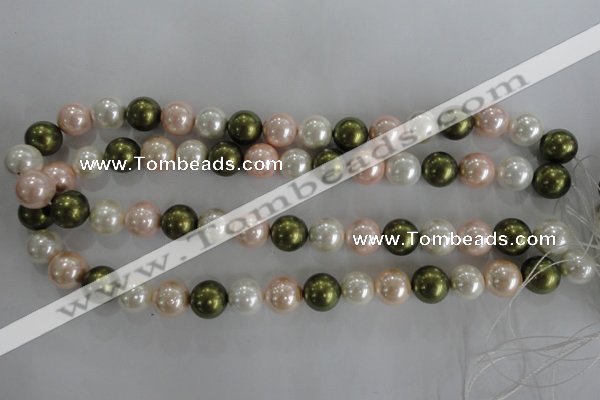 CSB1109 15.5 inches 12mm round mixed color shell pearl beads