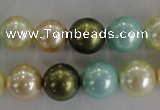 CSB1110 15.5 inches 12mm round mixed color shell pearl beads