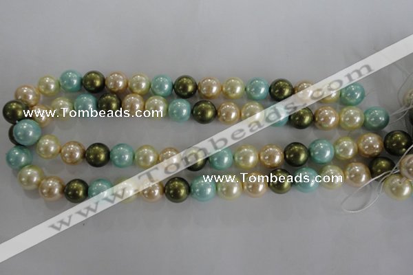 CSB1110 15.5 inches 12mm round mixed color shell pearl beads