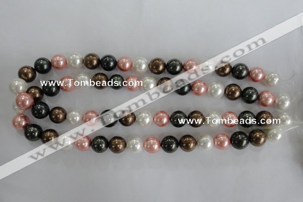 CSB1111 15.5 inches 12mm round mixed color shell pearl beads