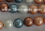 CSB1112 15.5 inches 12mm round mixed color shell pearl beads