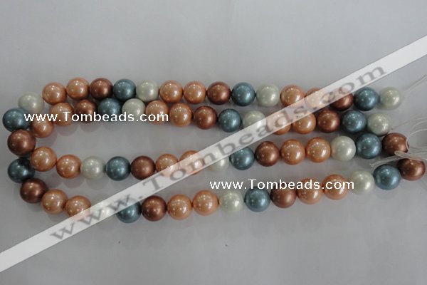 CSB1112 15.5 inches 12mm round mixed color shell pearl beads