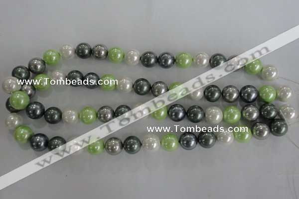 CSB1113 15.5 inches 12mm round mixed color shell pearl beads