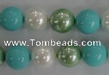 CSB1114 15.5 inches 12mm round mixed color shell pearl beads