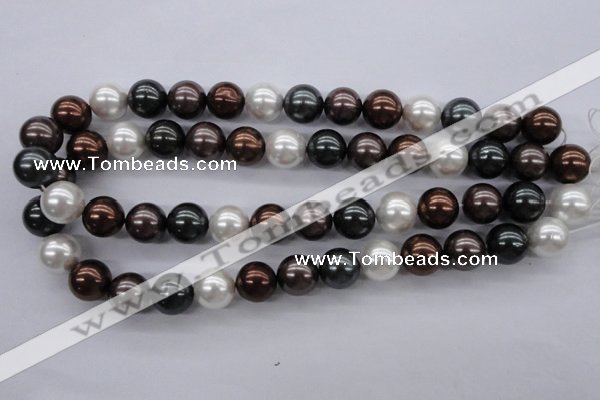 CSB1120 15.5 inches 14mm round mixed color shell pearl beads