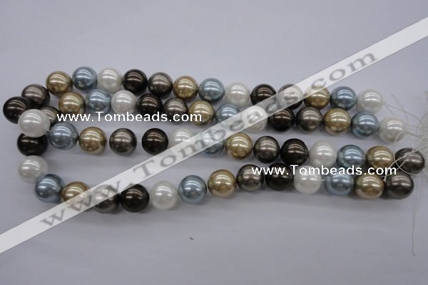 CSB1121 15.5 inches 14mm round mixed color shell pearl beads