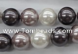 CSB1123 15.5 inches 14mm round mixed color shell pearl beads