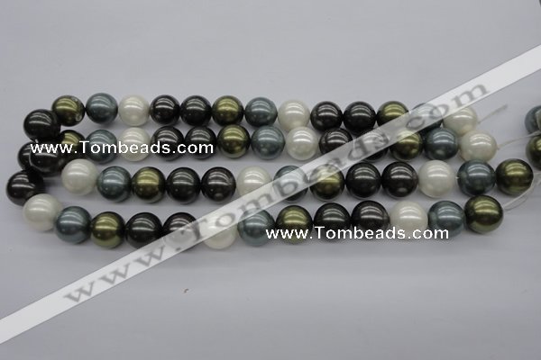 CSB1125 15.5 inches 14mm round mixed color shell pearl beads