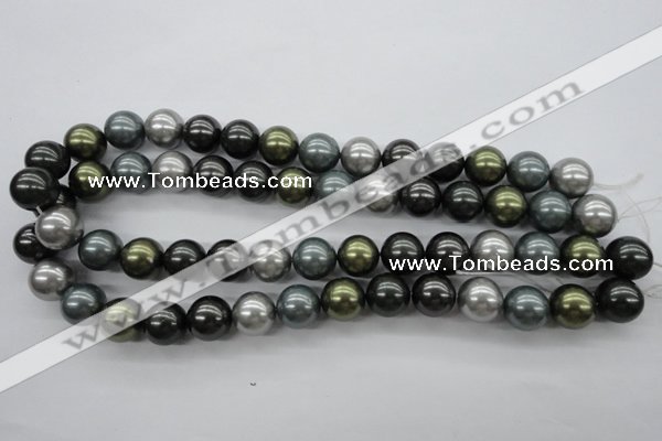 CSB1126 15.5 inches 14mm round mixed color shell pearl beads