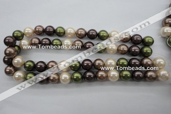 CSB1129 15.5 inches 14mm round mixed color shell pearl beads