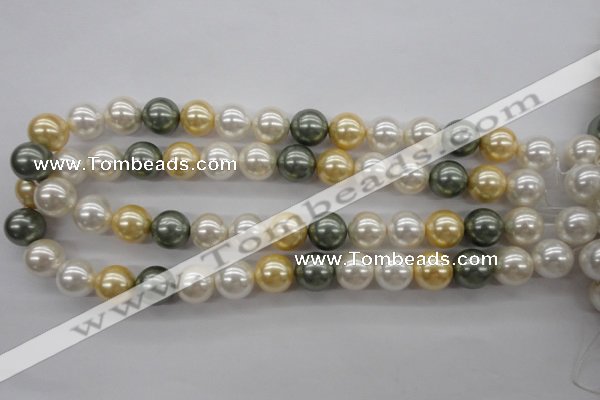 CSB1130 15.5 inches 14mm round mixed color shell pearl beads