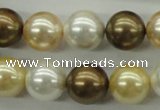 CSB1131 15.5 inches 14mm round mixed color shell pearl beads