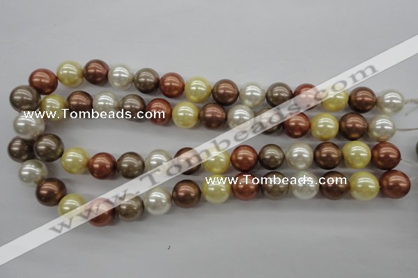 CSB1132 15.5 inches 14mm round mixed color shell pearl beads